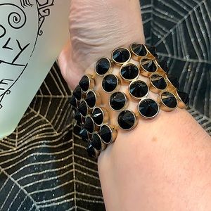 Spiked black and gold stretch costume bracelet